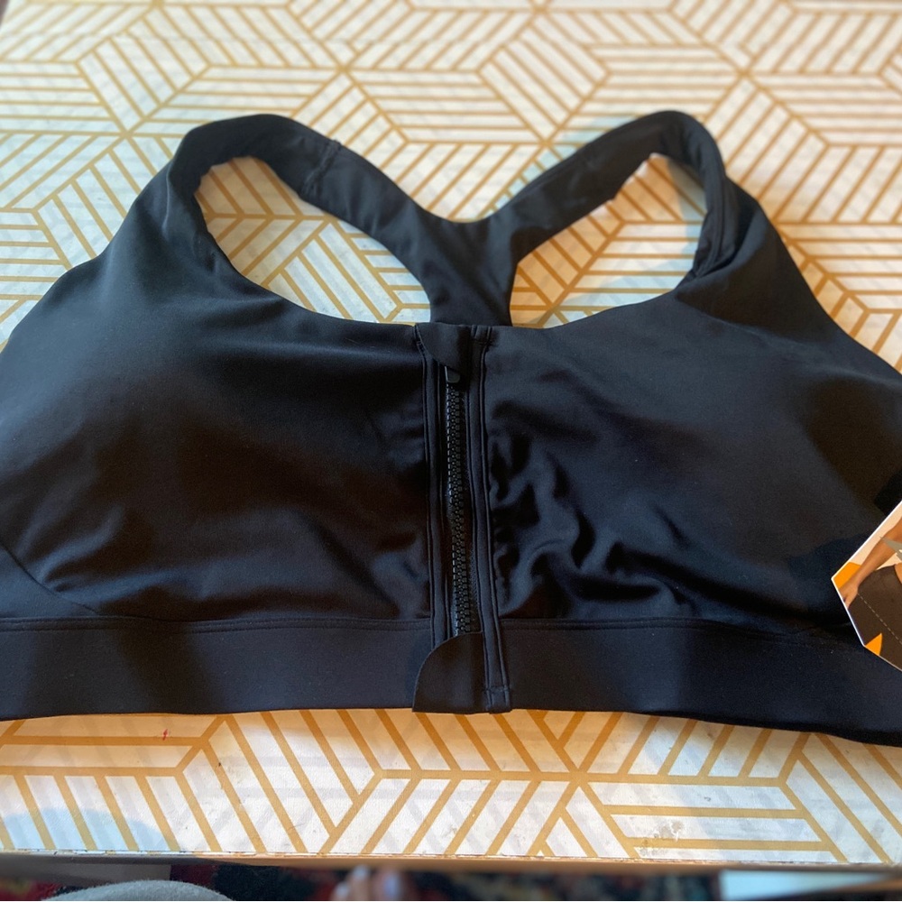 Avia Black Zip-Front Sports Bra